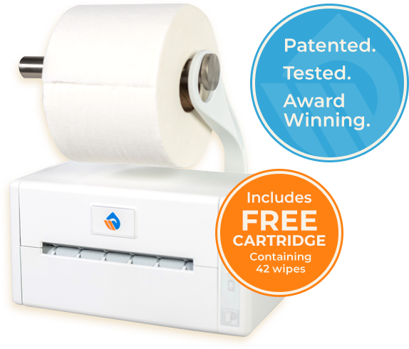 Wet Wipe Wizard, Patented. Tested. Award Winning. Includes FREE Cartridge containing 42 wipes.